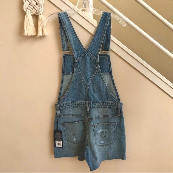 NWT Hudson Jeans Sloane Denim Short Overalls Shortalls Renewal Mid Blue Wash XS - Picture 8 of 16